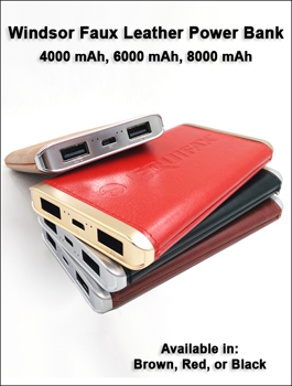Windsor Faux Leather Power Bank 